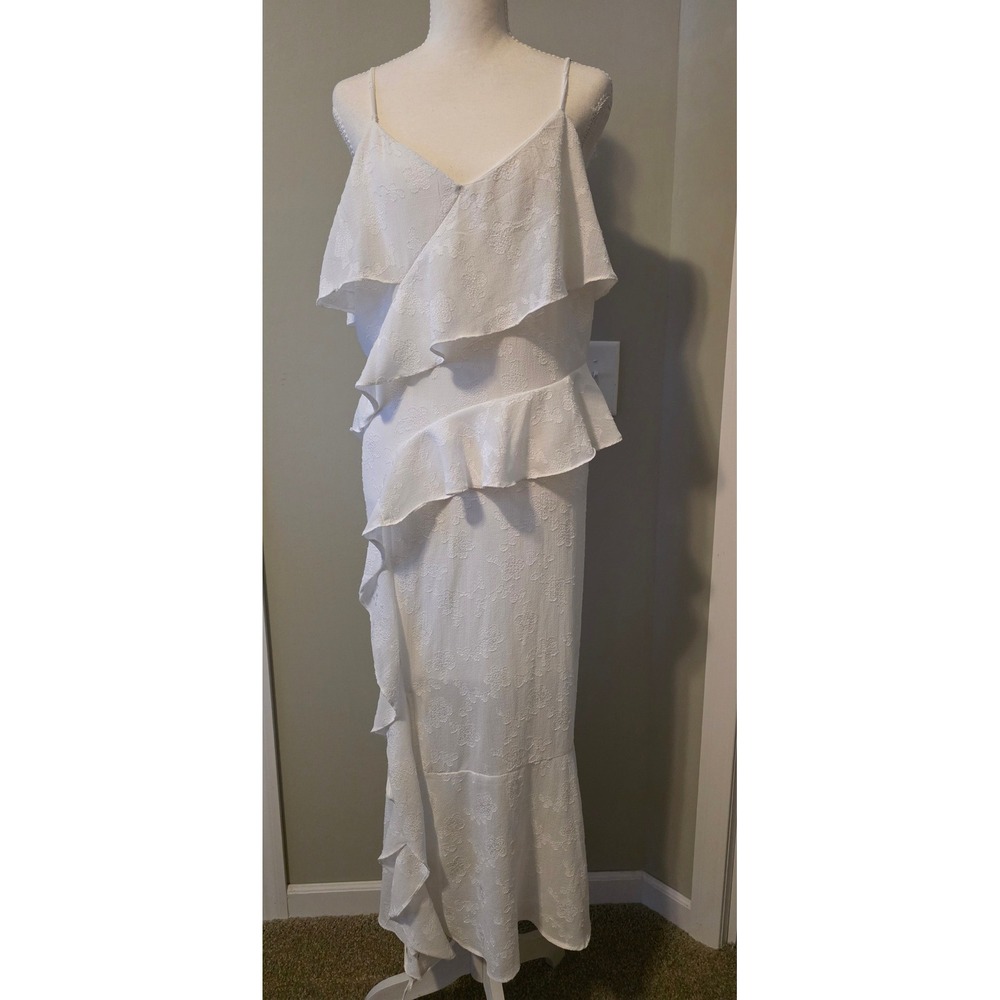 Lorena Rose Floral Embroidered Ruffle Maxi Dress Size‎ XXL Boho Bridal Wedding